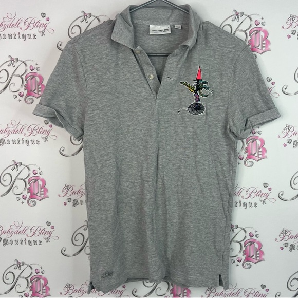 Lacoste Tops - Lacoste by Jean Paul goude crocodile alligator embroidery light Gray Polo Shirt